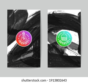 Conjunto de plantillas de tarjetas de negocio vectoriales con fondo de trazo de pincel.