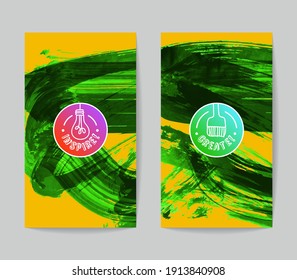 Set of vector business card templates with brush stroke background.