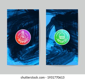Set of vector business card templates with brush stroke background.