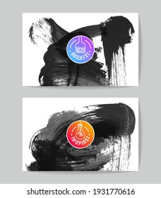 Set of vector business card templates with brush stroke background.