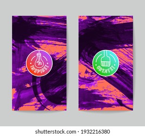Set of vector business card templates with brush stroke background.
