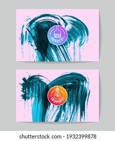 Set of vector business card templates with brush stroke background.
