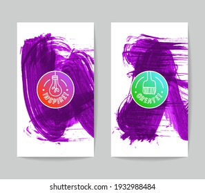Set of vector business card templates with brush stroke background.