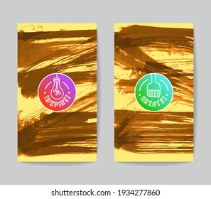 Set of vector business card templates with brush stroke background.