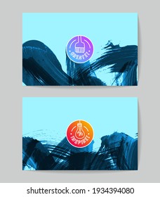 Set von Vektorgrafik-Vorlagen mit Pinselstrich-Hintergrund.