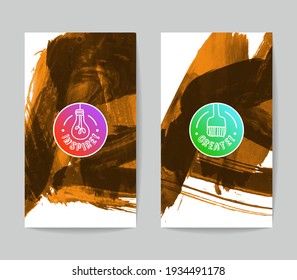 Conjunto de plantillas de tarjetas de negocio vectoriales con fondo de trazo de pincel.