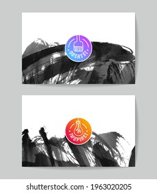 Set von Vektorgrafik-Vorlagen mit Pinselstrich-Hintergrund.