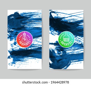 Set of vector business card templates with brush stroke background.