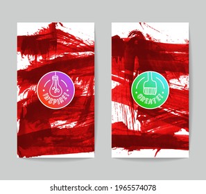 Set of vector business card templates with brush stroke background.
