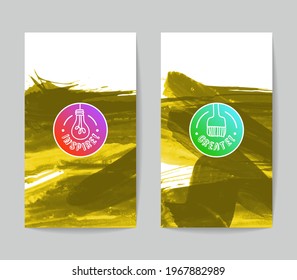 Set of vector business card templates with brush stroke background.