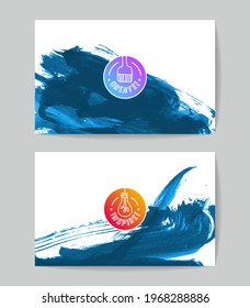 Set of vector business card templates with brush stroke background.