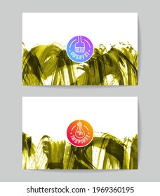Set of vector business card templates with brush stroke background.