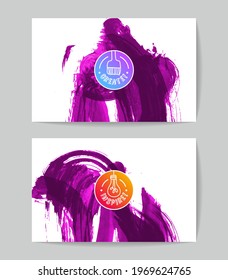 Set of vector business card templates with brush stroke background.