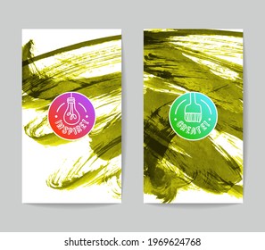 Set of vector business card templates with brush stroke background.