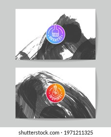 Set of vector business card templates with brush stroke background.