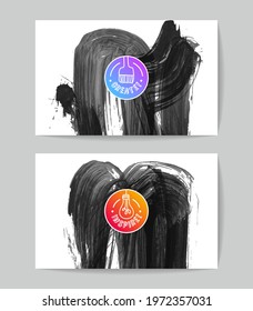 Set of vector business card templates with brush stroke background.