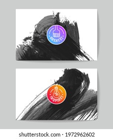 Set of vector business card templates with brush stroke background.