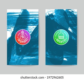 Set of vector business card templates with brush stroke background.
