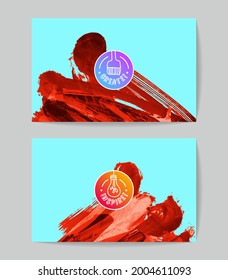 Conjunto de plantillas de tarjetas de negocio vectoriales con fondo de trazo de pincel.
