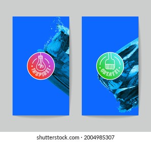 Set of vector business card templates with brush stroke background.