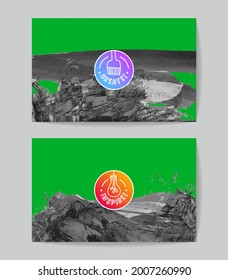 Set of vector business card templates with brush stroke background.
