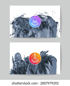 Set of vector business card templates with brush stroke background.