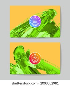 Conjunto de plantillas de tarjetas de negocio vectoriales con fondo de trazo de pincel.
