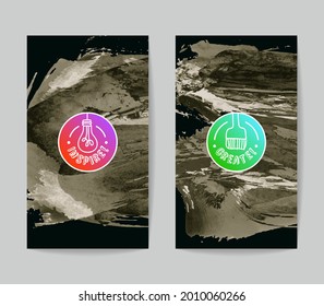 Set of vector business card templates with brush stroke background.