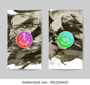 Set of vector business card templates with brush stroke background.