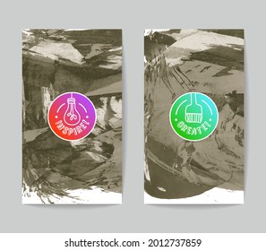 Set of vector business card templates with brush stroke background.