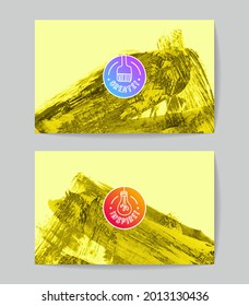 Set of vector business card templates with brush stroke background.