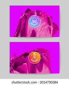 Set of vector business card templates with brush stroke background.