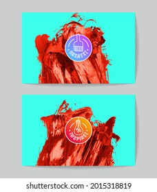 Set of vector business card templates with brush stroke background.