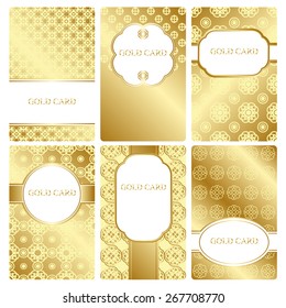 Set of vector business card templates. Color - gold. Vector.
