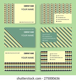 Set of vector business card templates. Geometric blank layout. Company banner. Corporate background. Modern flat style.