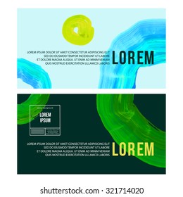 Set of vector business card templates with painted background.