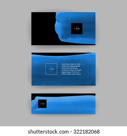Set of vector business card templates with painted background.