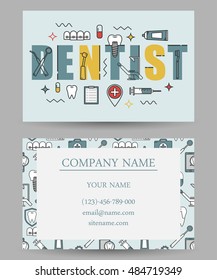 Set of vector business card templates dental clinic. Dental icon. Dental business card.