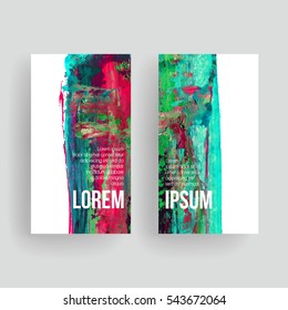 Set of vector business card templates with brush stroke texture. 