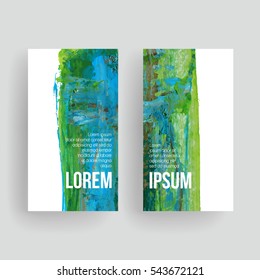 Set of vector business card templates with brush stroke texture. 