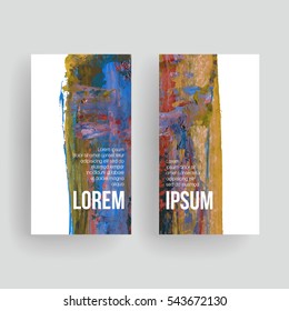Set of vector business card templates with brush stroke texture. 