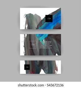 Set of vector business card templates with brush stroke texture. 