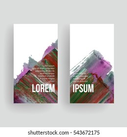 Set of vector business card templates with brush stroke texture. 