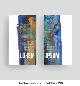 Set of vector business card templates with brush stroke texture. 