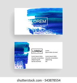 Set of vector business card templates with brush stroke background.