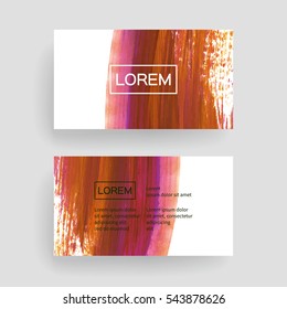 Set of vector business card templates with brush stroke background.