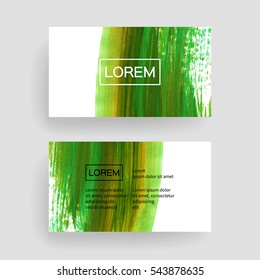 Set of vector business card templates with brush stroke background.