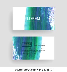 Set of vector business card templates with brush stroke background.