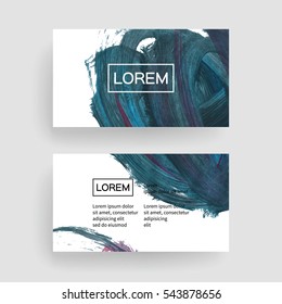 Set of vector business card templates with brush stroke background.