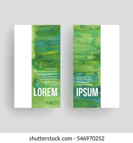 Set of vector business card templates with brush stroke background.